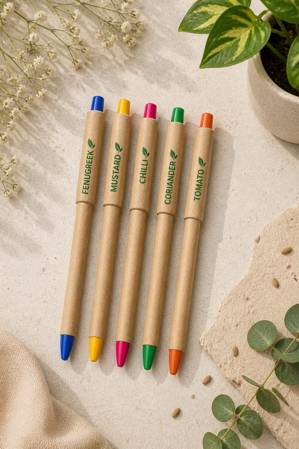Plantable Multicolored Cap with Paper Pen