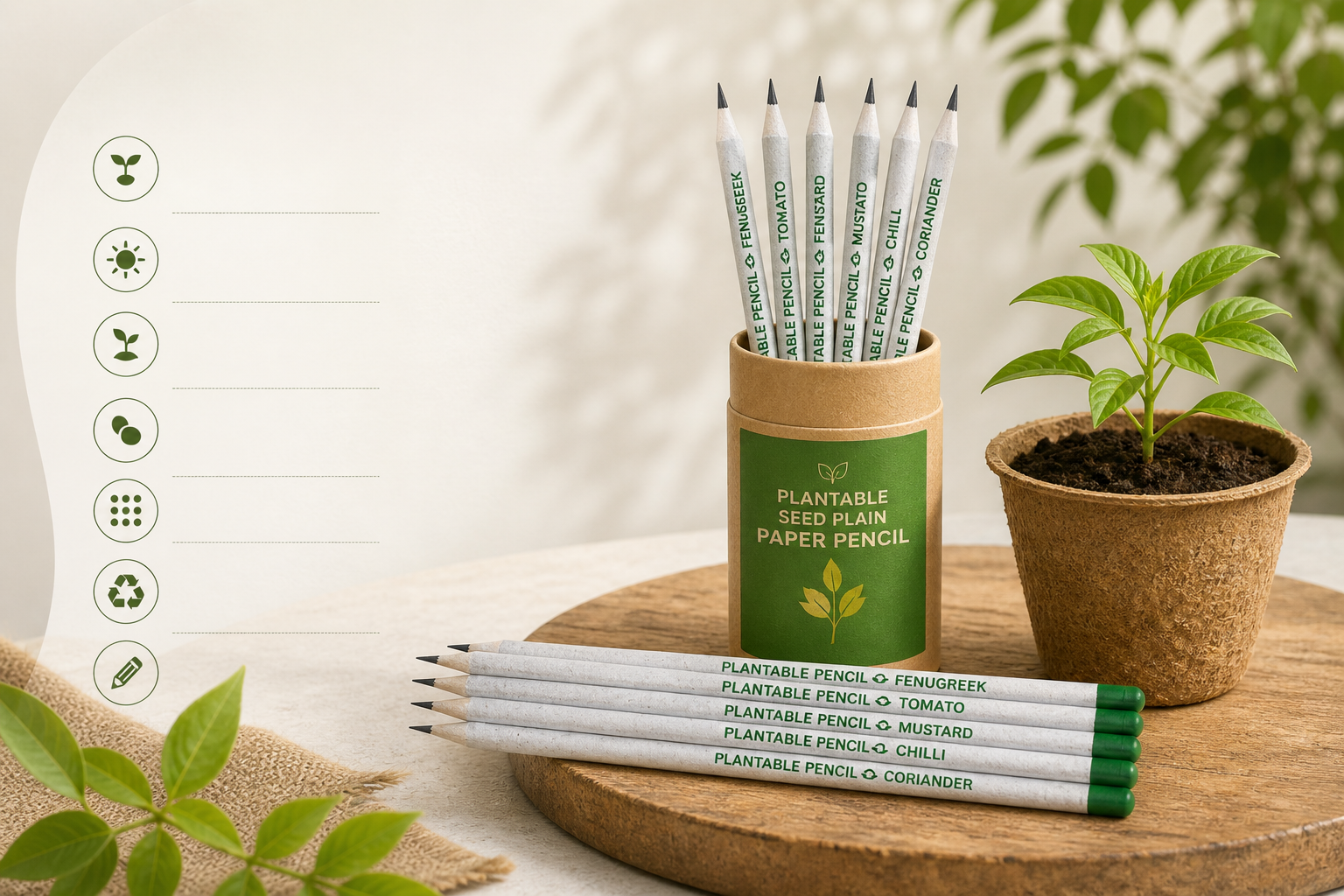Plantable Seed Plain Paper Pencil